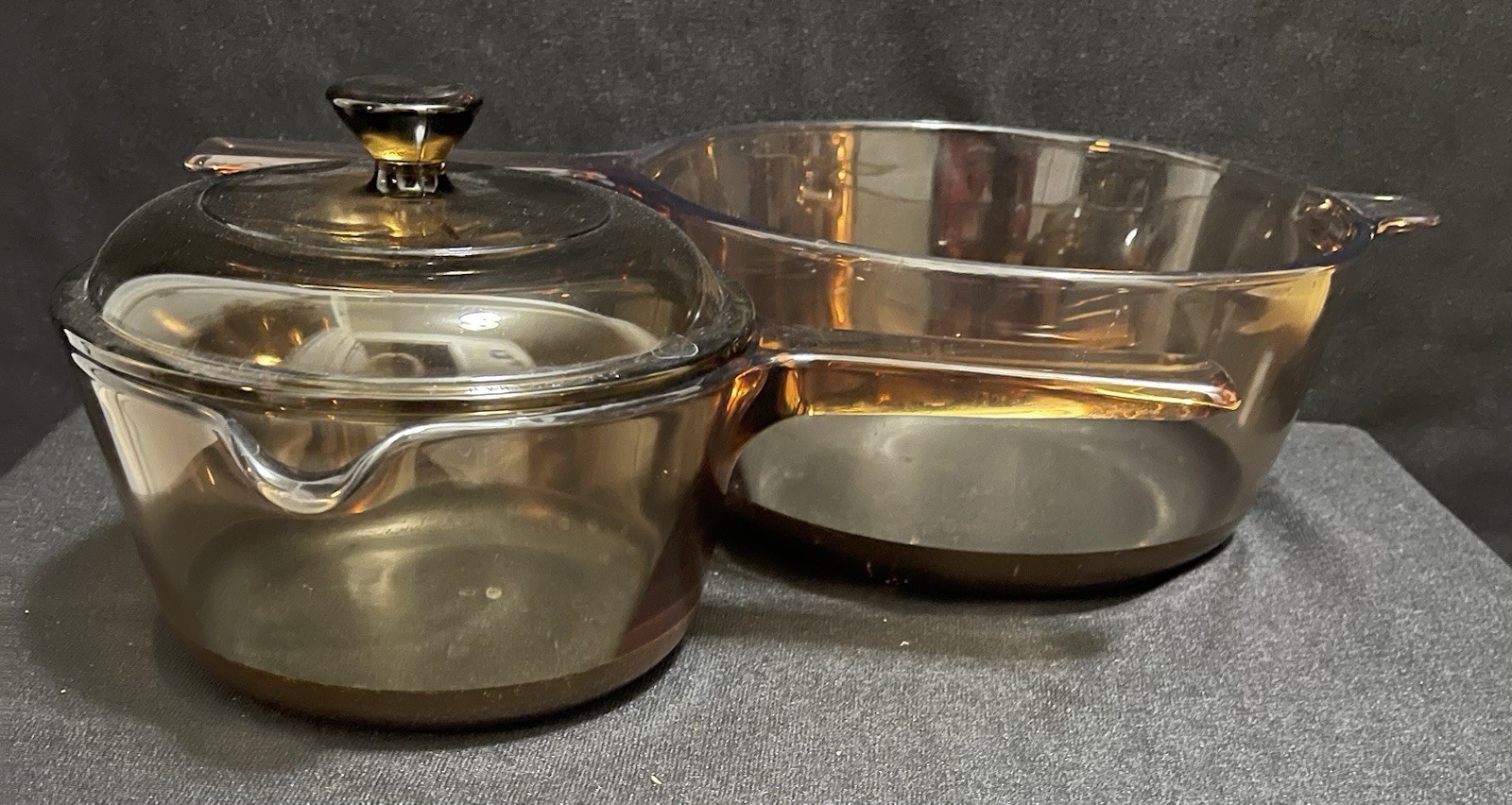 Vision Corning Ware Amber Saucepan Set Of 2: 2.5L & 1L W/ Pour Spout & Lid