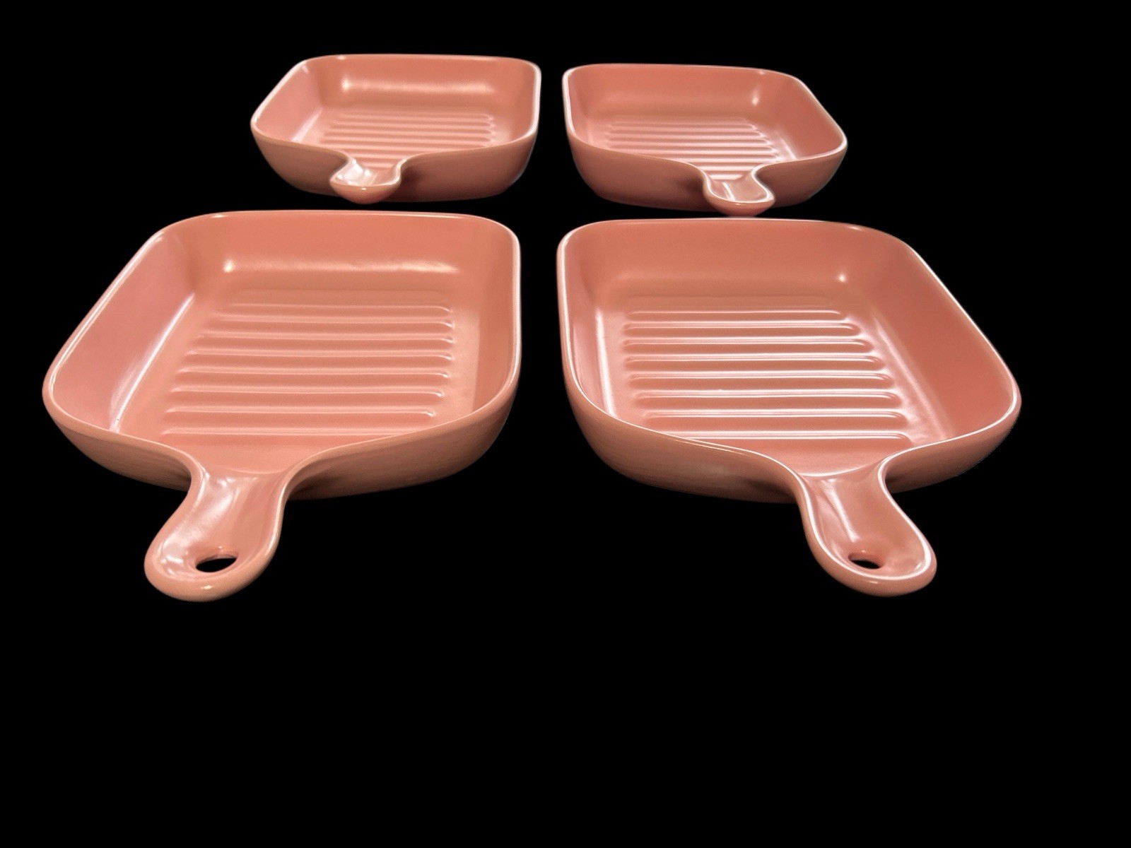 Square Griddle Pan W Handle Lot Oven & Microwave Safe Serve Ware Set Pink 4 New