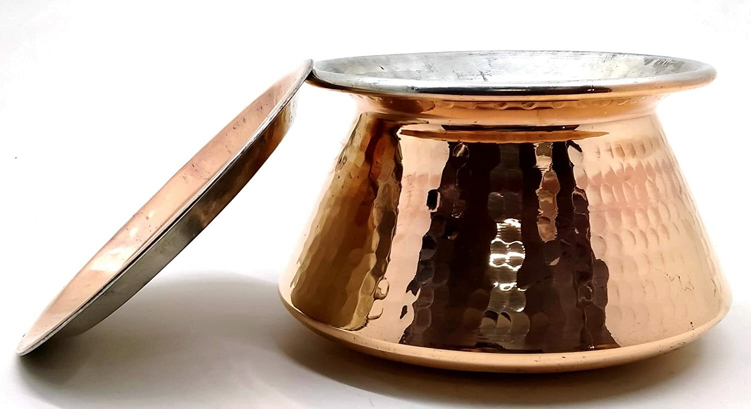 Copper JOINTLESS BIRYANI Handi / DEGRA 5 Liter Cooking Pot with LID Hammered Pot