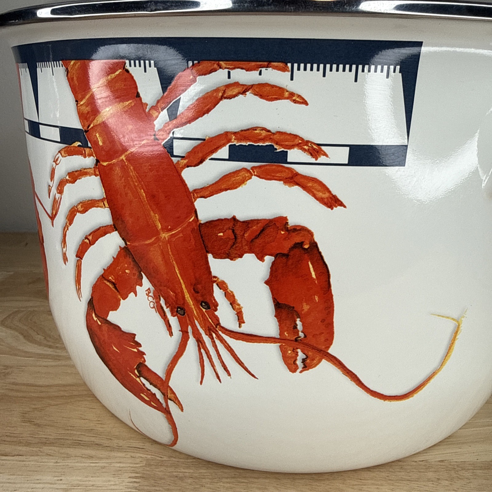 New Large Golden Rabbit Lobster Enamelware 18 Quart Stock Pot, Glass Lid, Rack