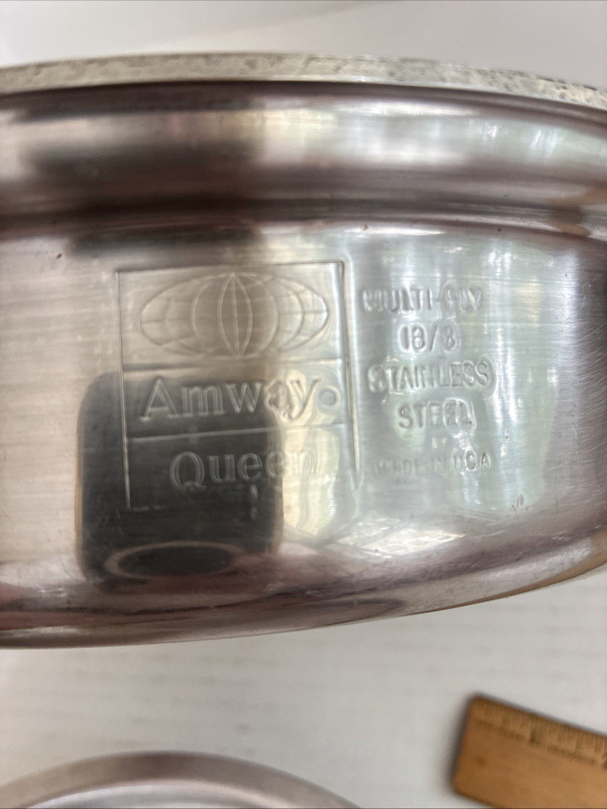 5 PC Amway QUEEN 18 8 SS Multi Ply 6qt Stock Pot Dome 11″ Fry Pan Lid Egg Insert