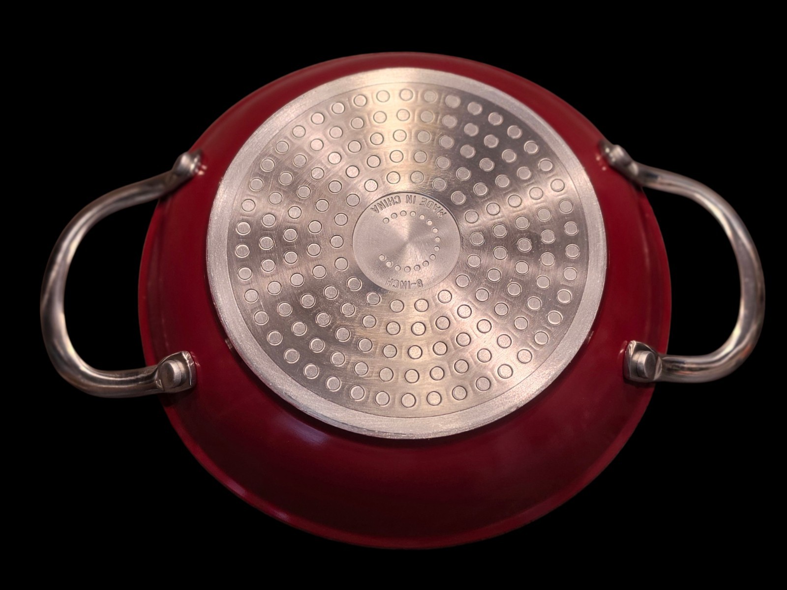 Curtis Stone Dura-Pan Nonstick Cast Aluminum 8″ Sauteuse Pan With Lid Red