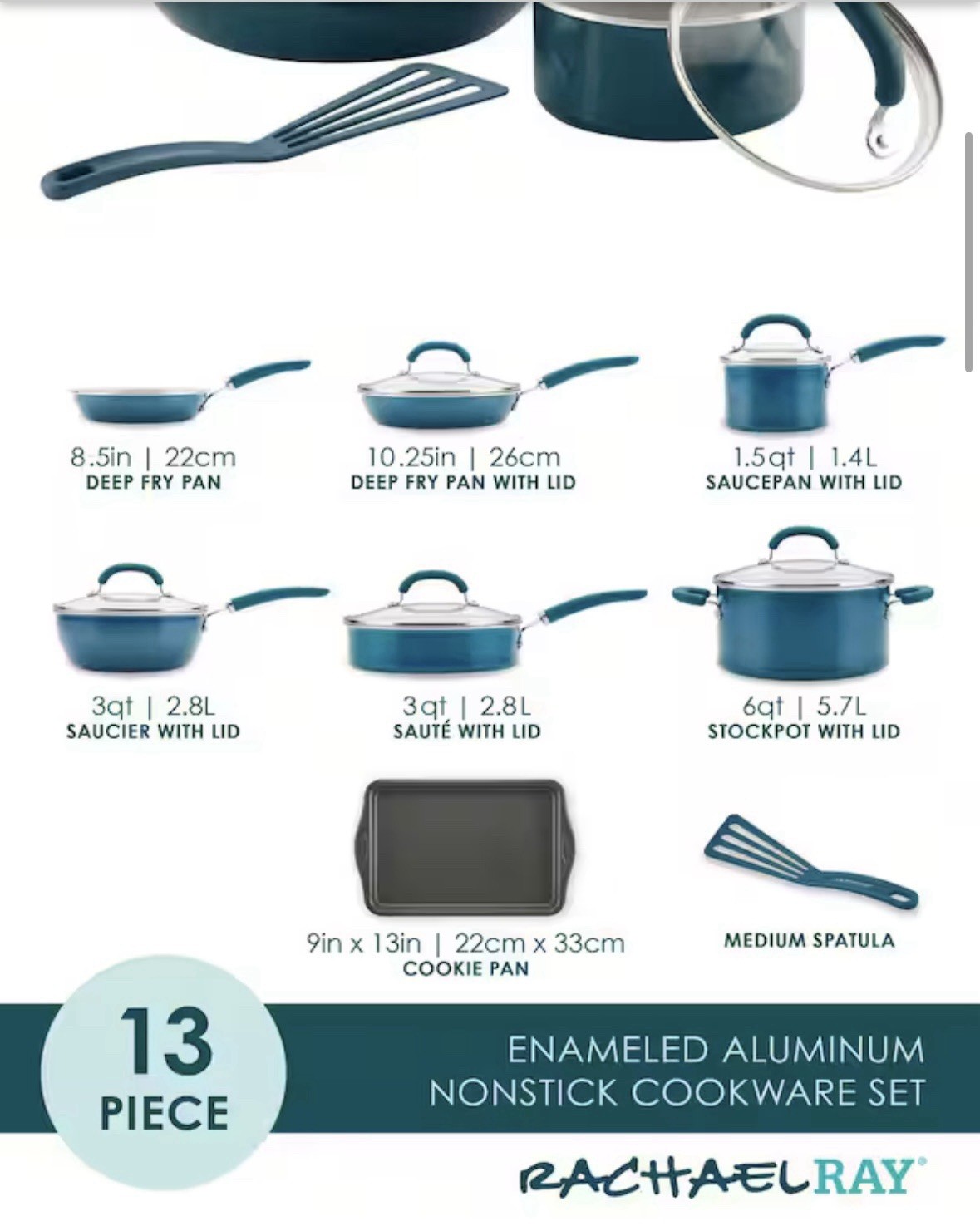 Rachael Ray Create Delicious 13-pc. Aluminum Nonstick Cookware Set 12144