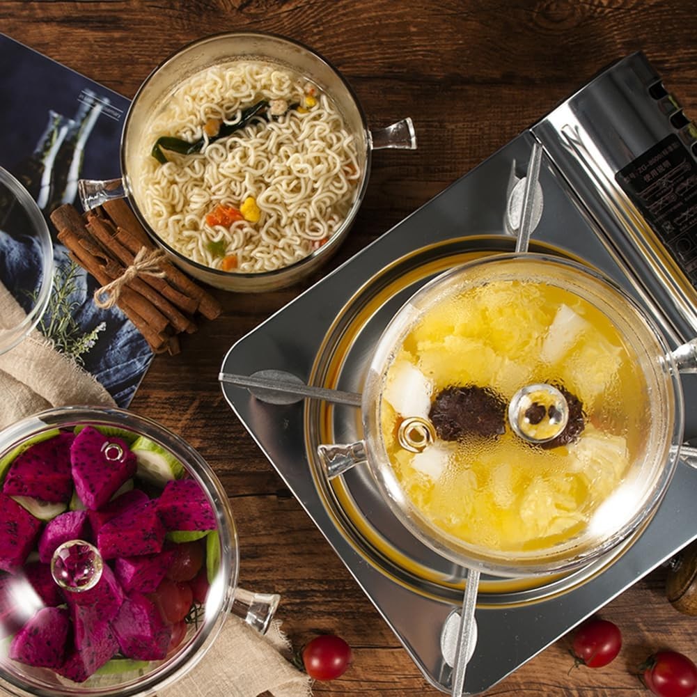 Glass Saucepan with Cover, 1.5L/50 OZ Heat-resistant Glass Cooking Pots, Glas…