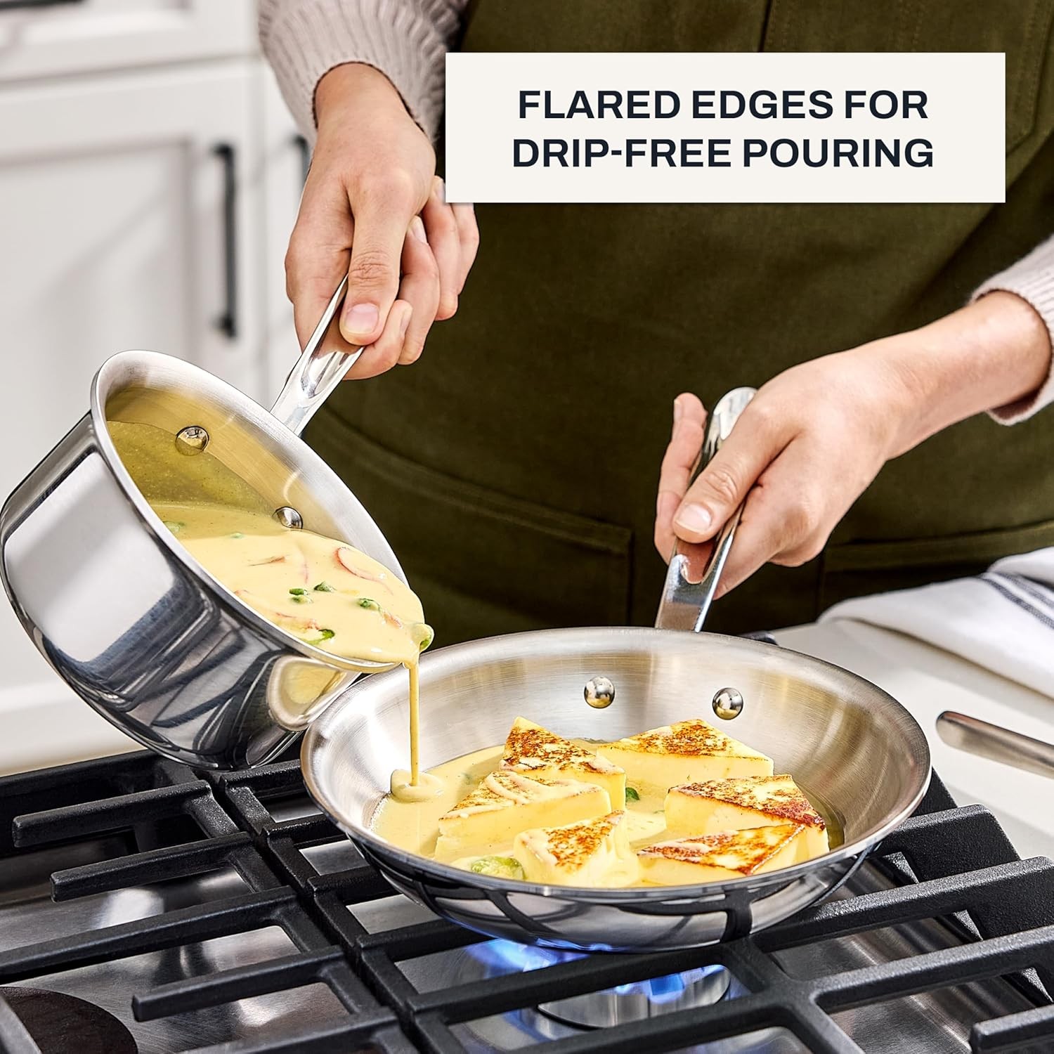 D3® Stainless Steel 2 Piece Cookware Set- Made in – Includes 8″ Frying Pan and 1