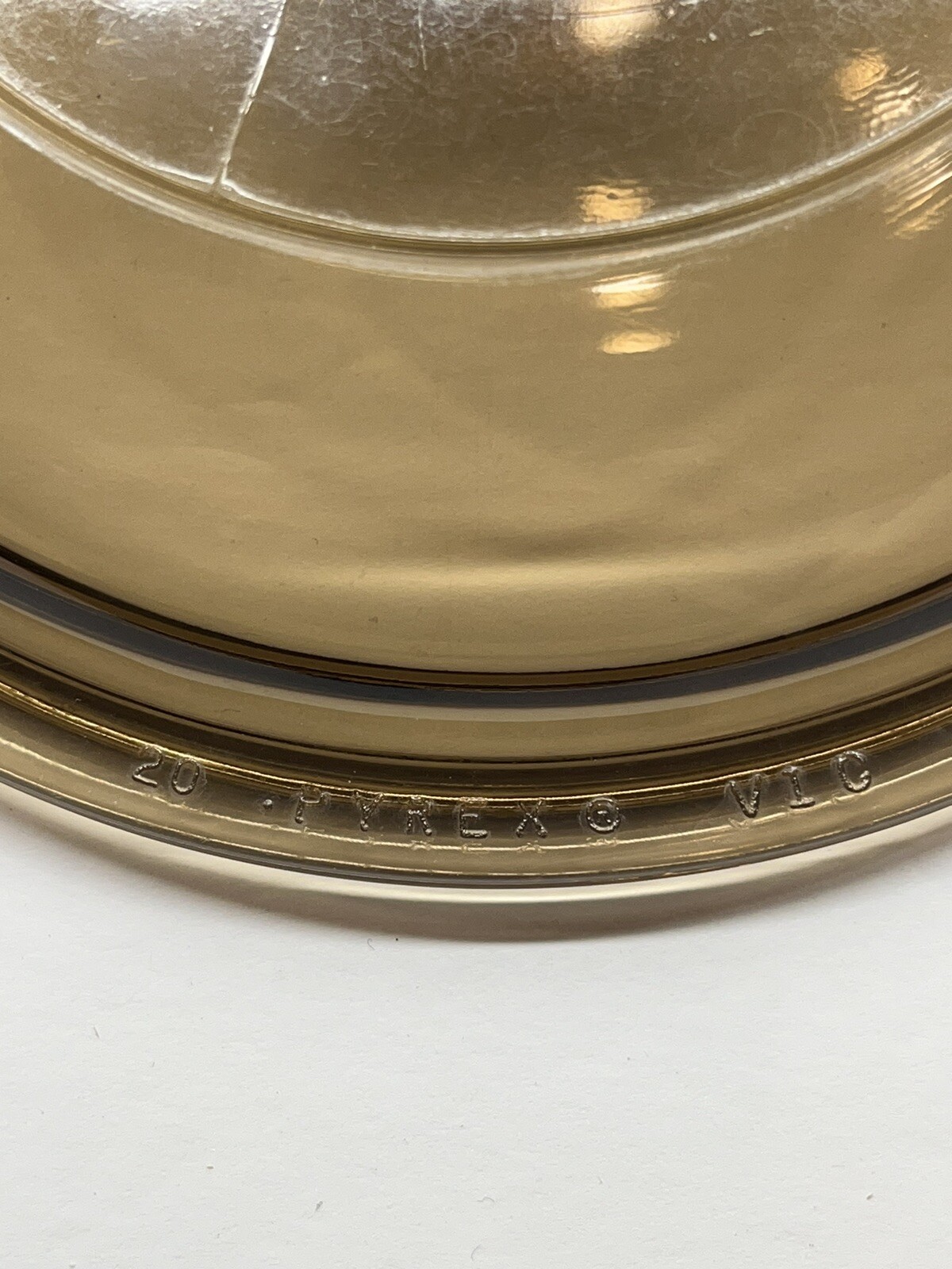 Corning Ware Visions Pyrex Amber Lid 2.0 VLC 5.5 in Inner/6.25 in Outer Vintage