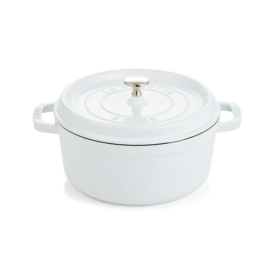 NIB Staub La Cocotte Cast Iron 4Qt 3.7L Round Dutch Oven White Made in France