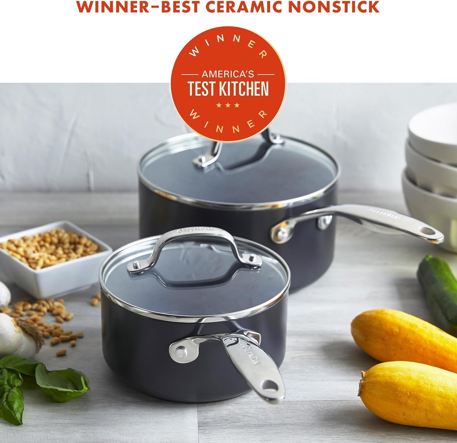 Induction-Ready Valencia Pro Nonstick Cookware Set – 1.66QT & 3.3QT Durability