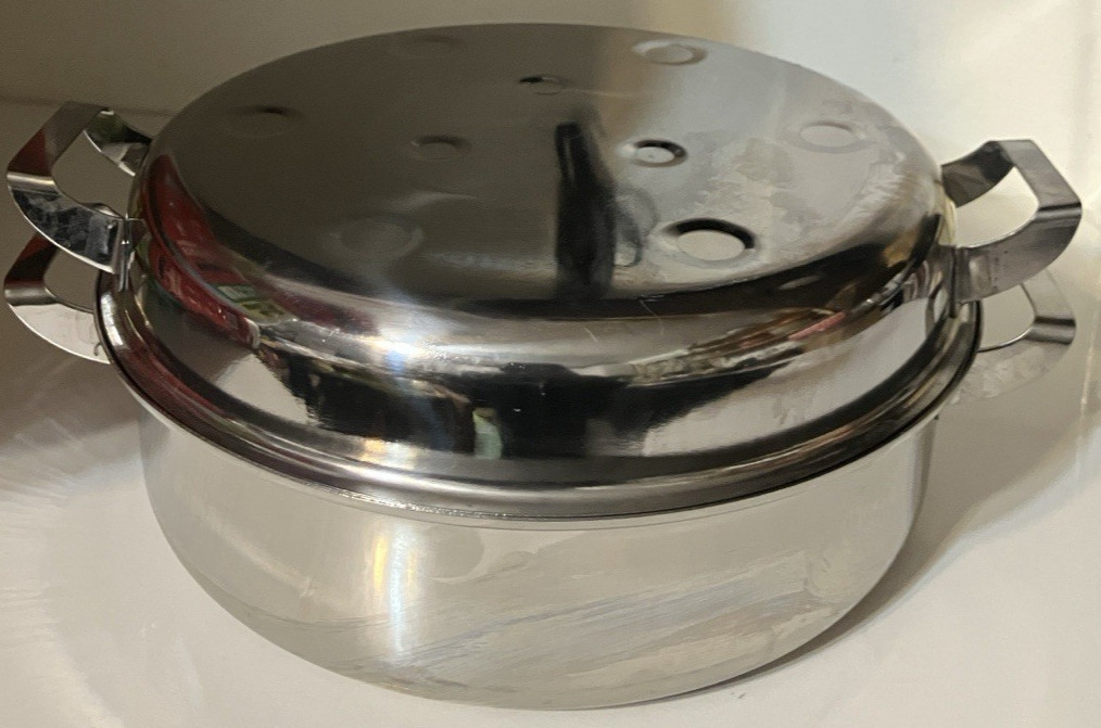 Set Of 3 Stainless Double Boiler, Steamer, Dome Lid