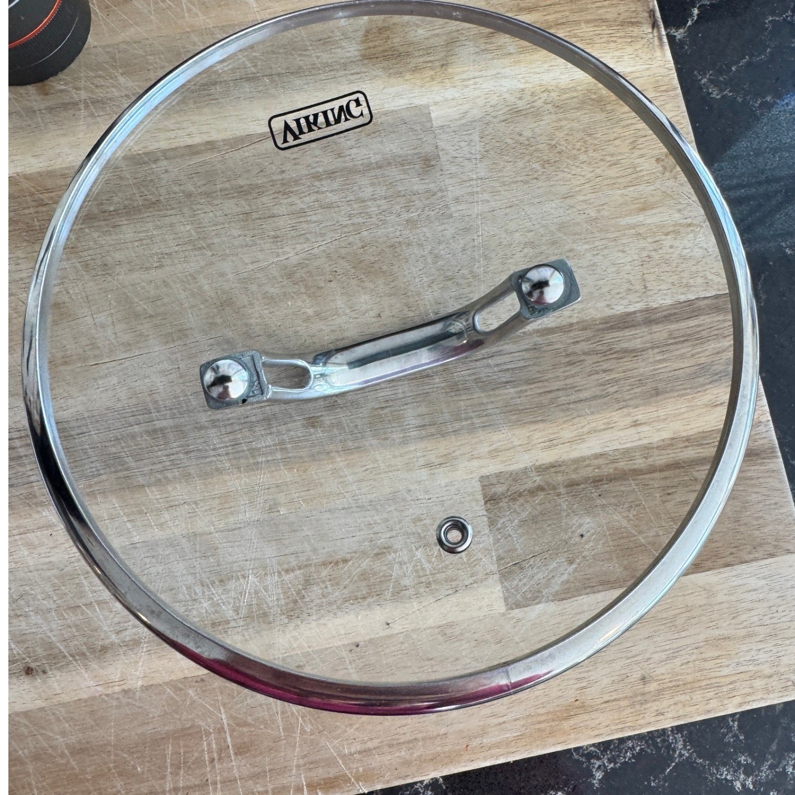 Viking 7.5 Inch Vented Tempered Glass Replacement Lid Stainless Steel Handle