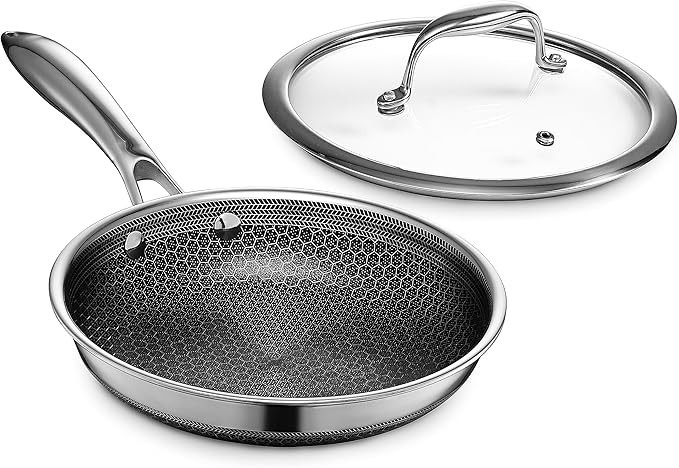 HexClad Hybrid Nonstick 8-Inch Frying Pan w/Tempered Glass Lid