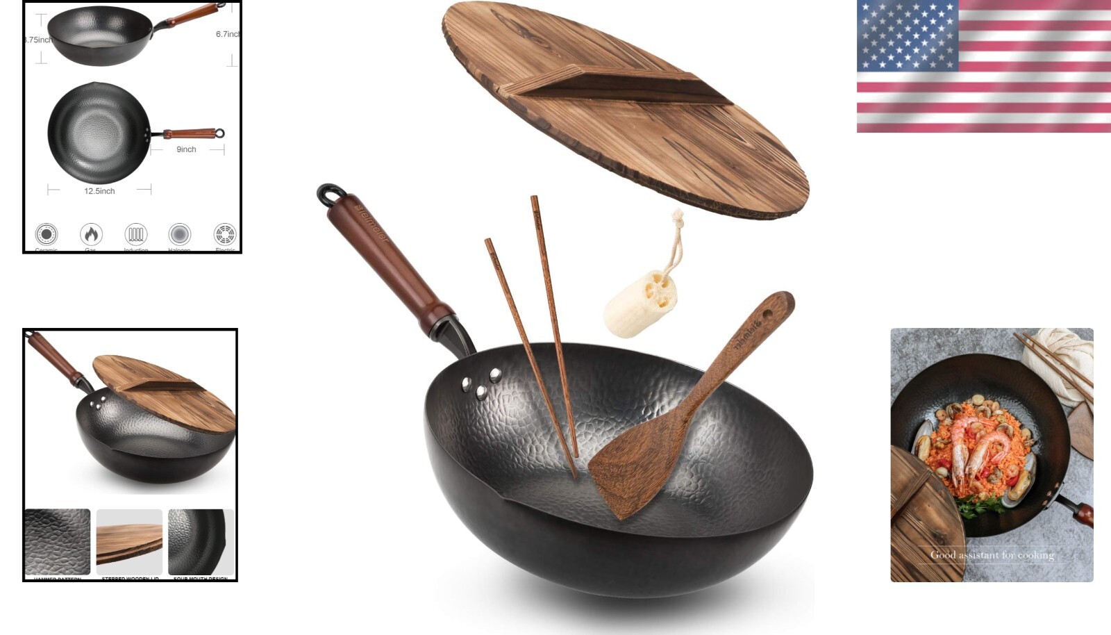 Rust-Resistant Carbon Steel Wok with Special Design Elements – Chef’s Essential
