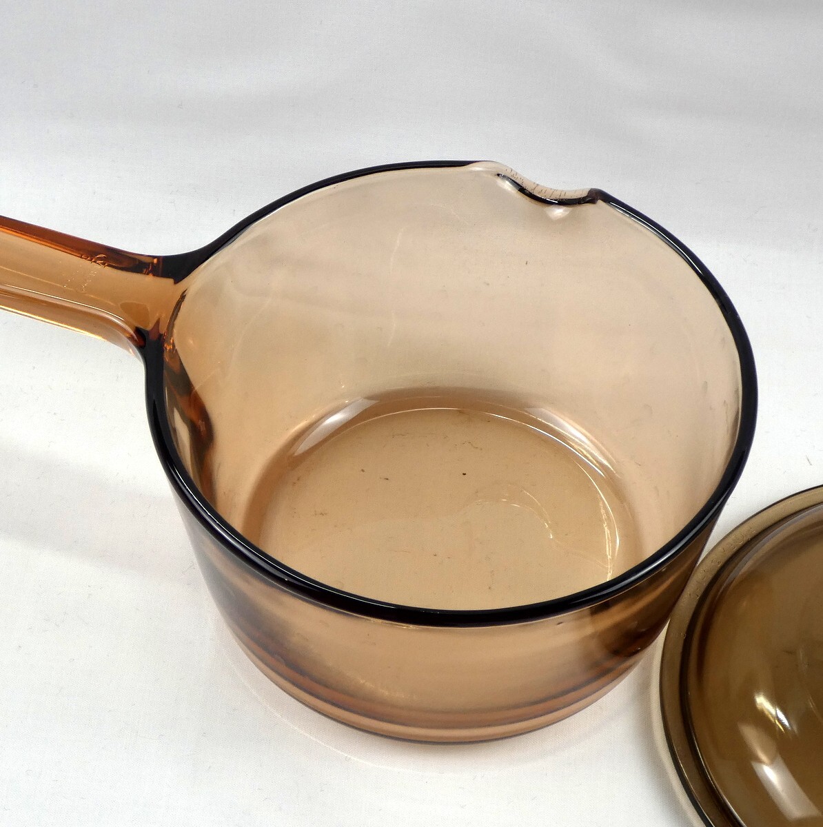 Corning Vision Amber Saucepan w Spout Glass 1 L w Pyrex Lid V-1-C USA
