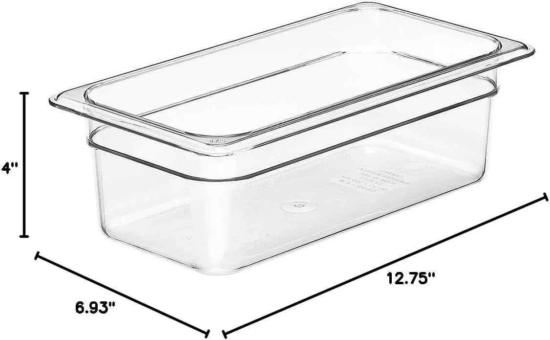 Cambro 1/3 GN Food Pan, 4″ Deep, Clear, 34CW-135 PACK of 6 pcs