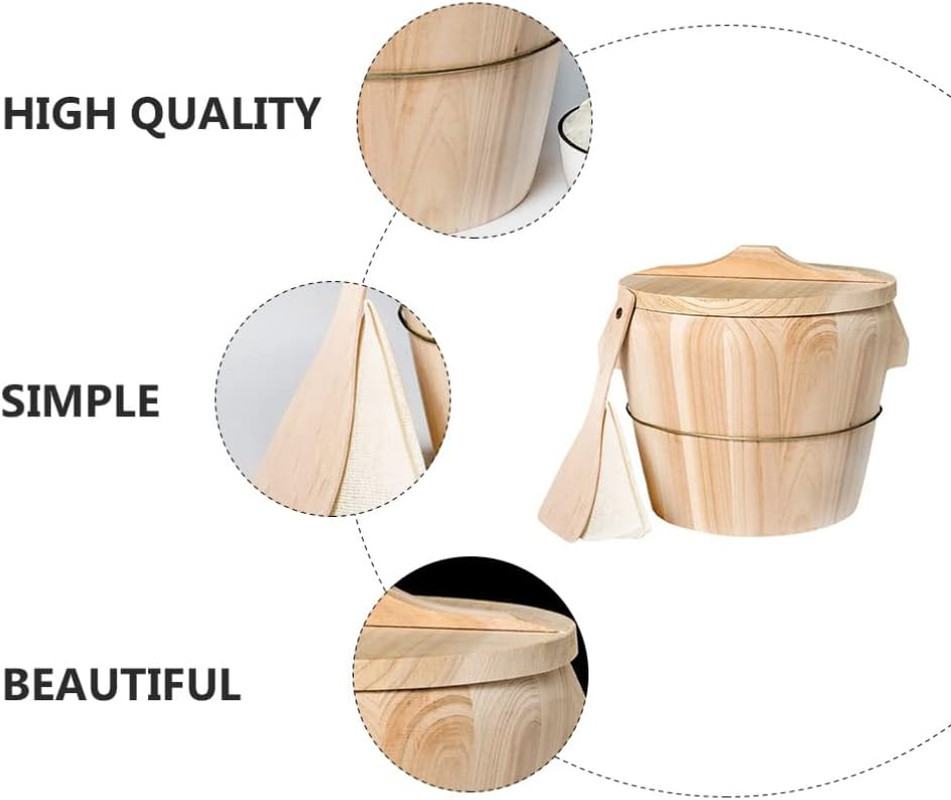 Wooden Rice Steamer Bucket 8.26X6.49X6.49 Inch Natural Chinese Material Handmade