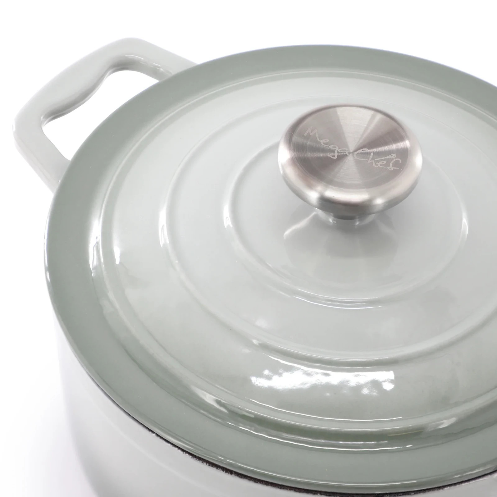 MegaChef 7 Piece Enameled Cast Iron Cookware Set in Gray