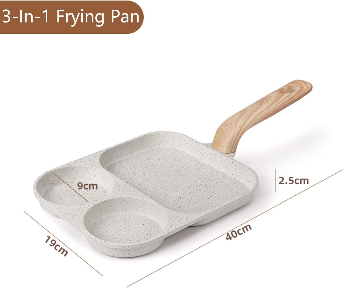 Egg Frying Pan, 3 Section Omelette Pan with Nonstick Coating, Aluminium Alloy,