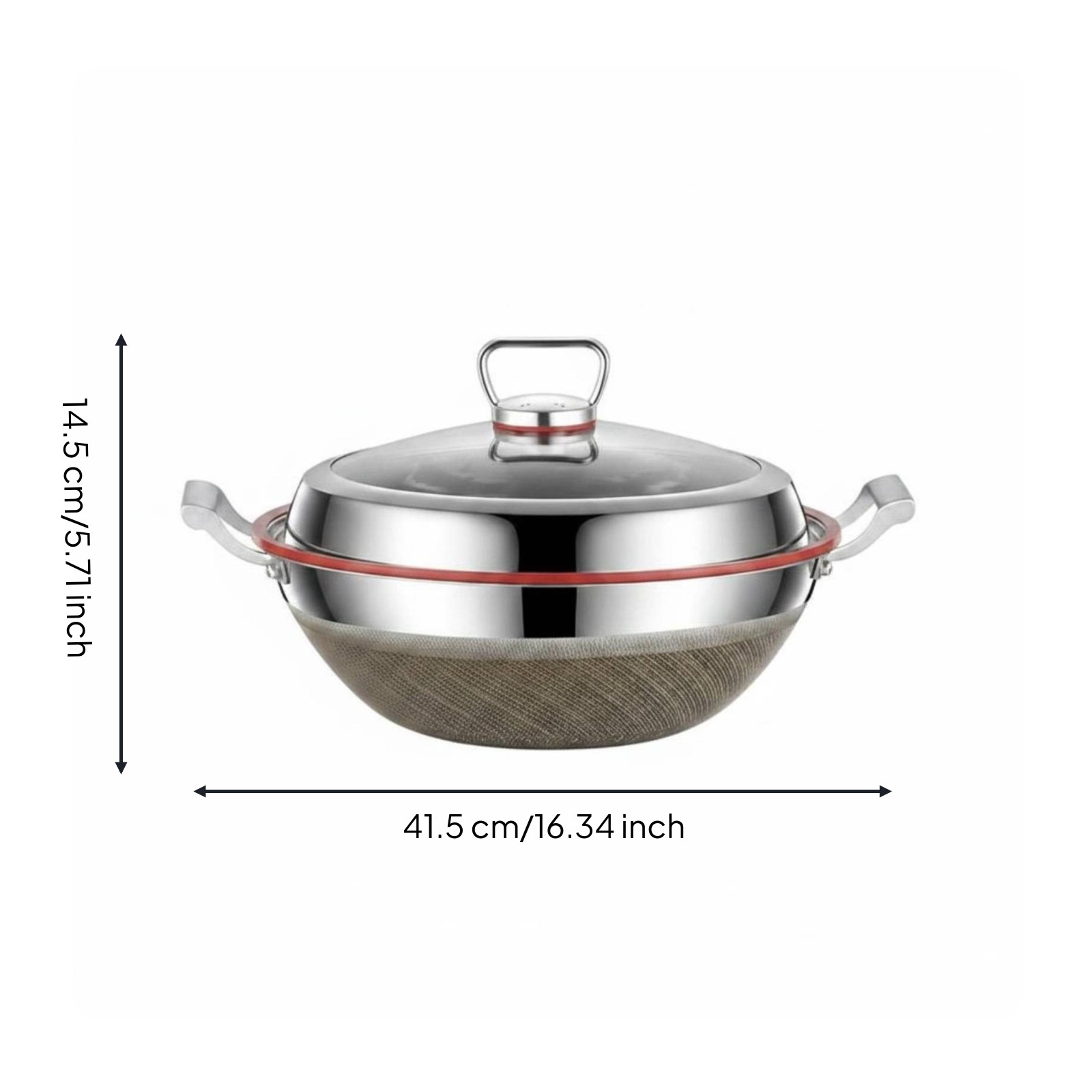 Stainless Steel Wok Nonstick Deep Wok Metal Utensil Safe for Cooktop Top