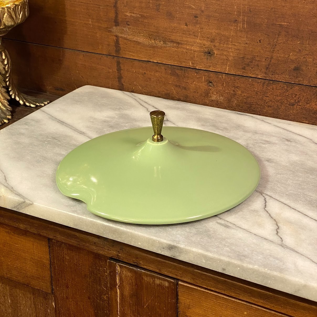 Vintage Salem Mint Green Ceramic Lid w/ Metal Handle Replacement