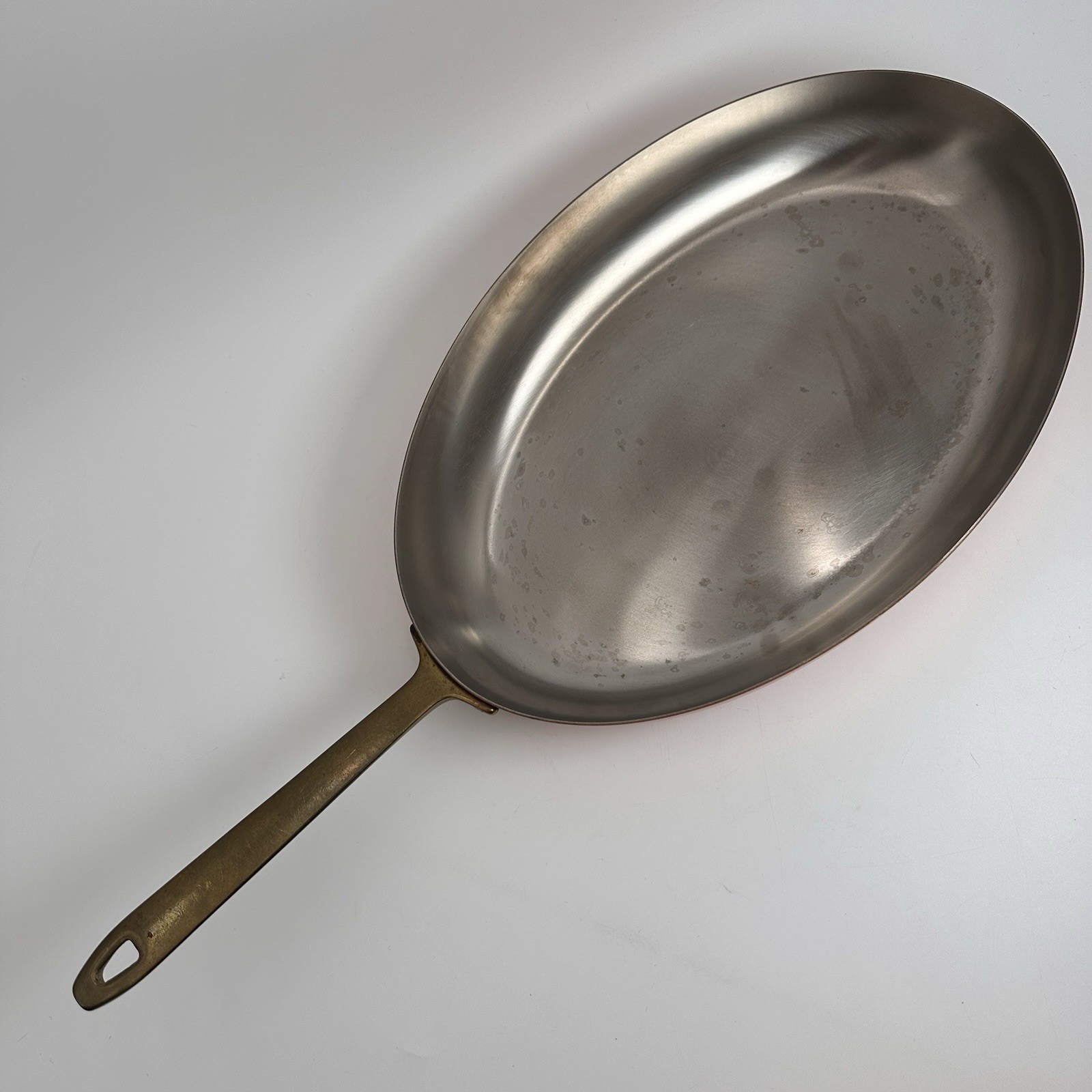Paul Revere 1801 Oval Fish Copper Skillet Large Brass Handle Pan USA Vintage