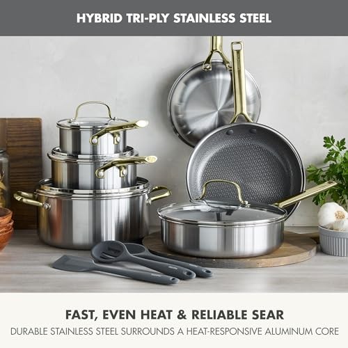 Cookware Set GreenPan Hybrid 13pc Nonstick Ceramic Gold