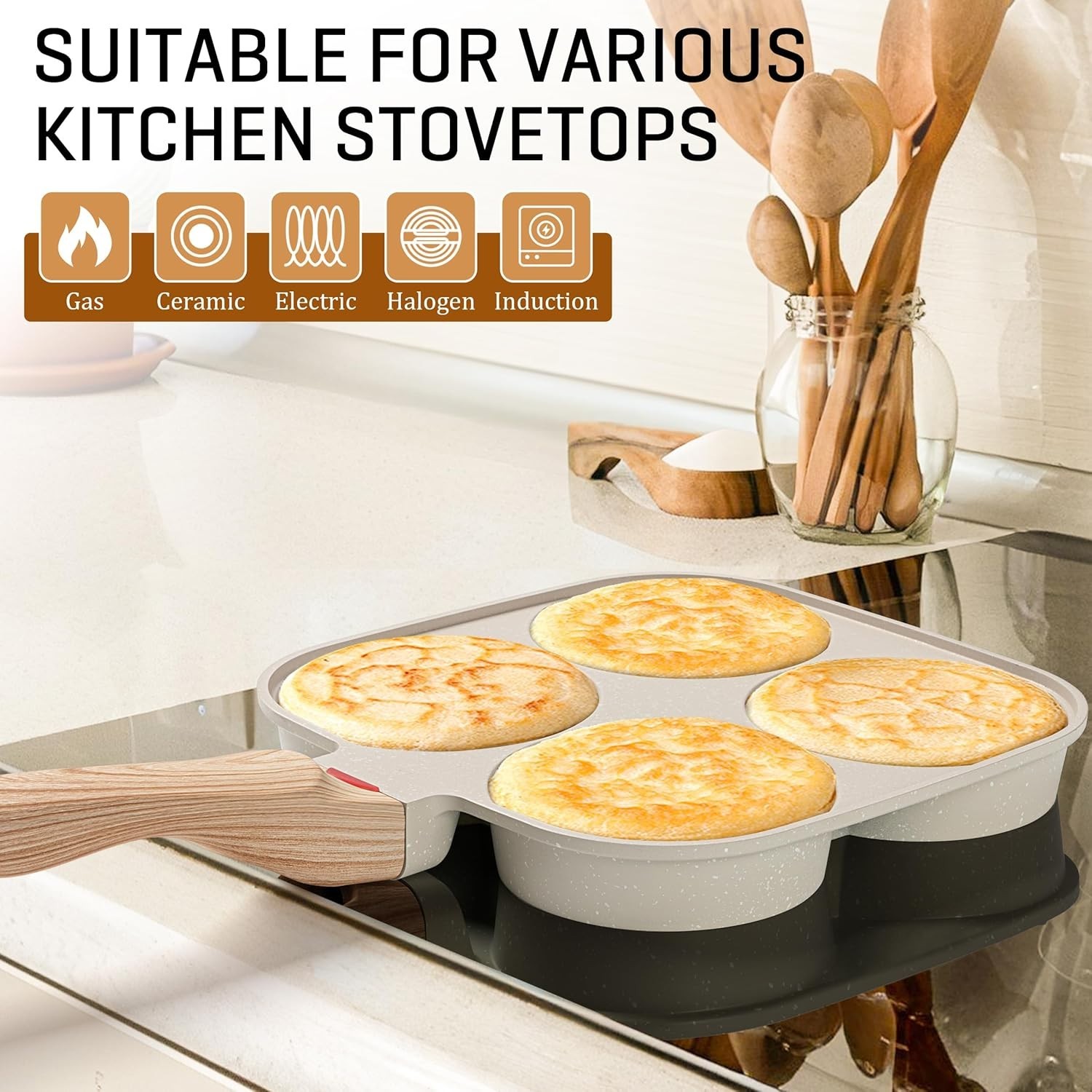 MyLifeUNIT Egg Frying Pan, 4-Cup Egg Pan Nonstick