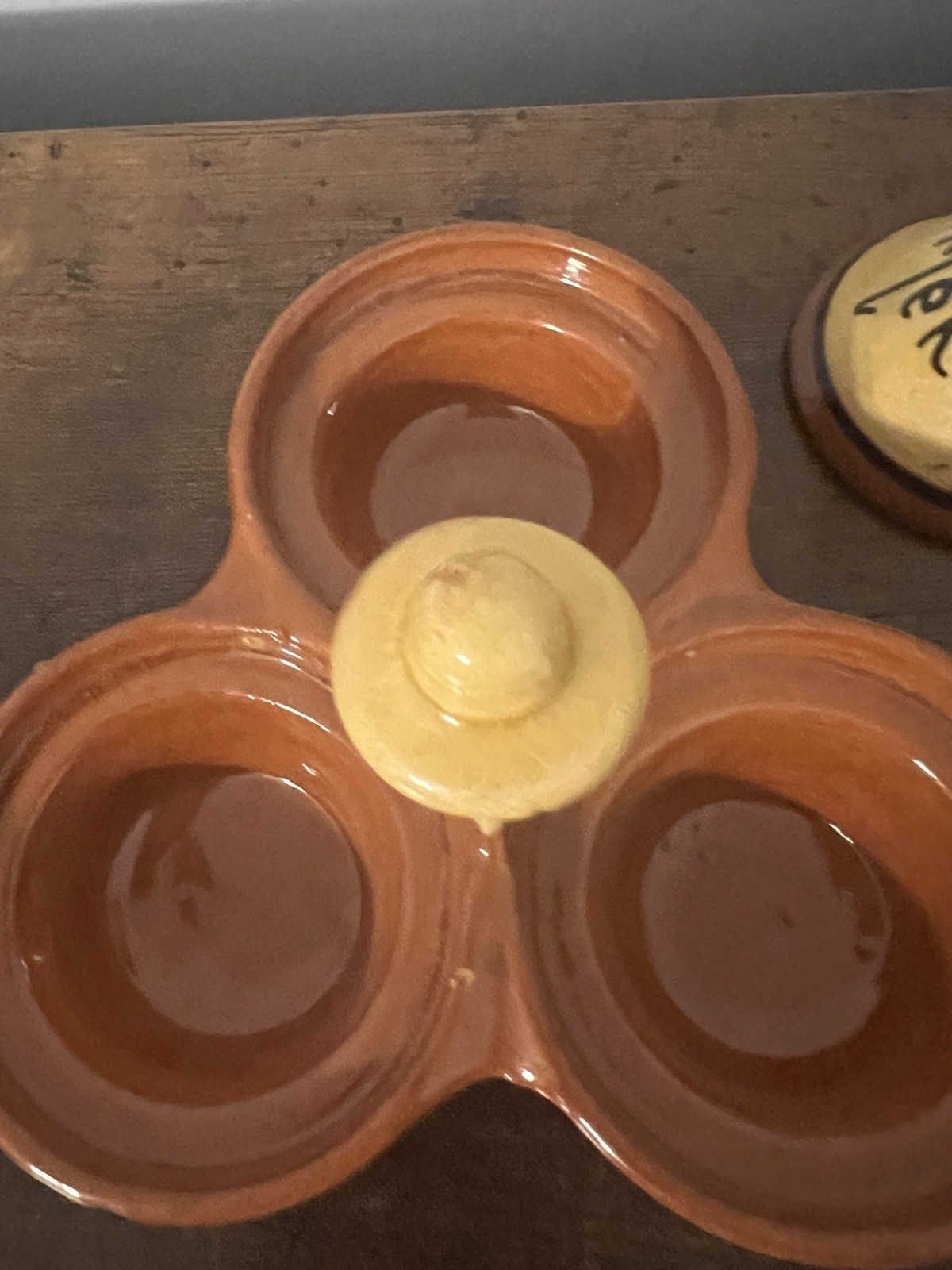 Vintage Pottery Three Spice Holder, Moroccan Tagine Salt Pepper Cumin Curry