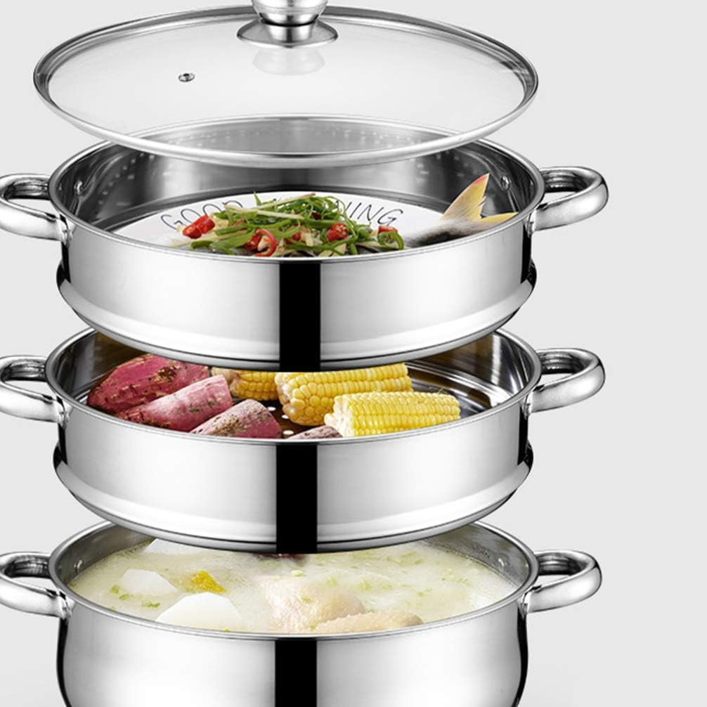 28cm 5-Tier Stainless Steel Steamer Pot Set with Lid for Healthy Cooking