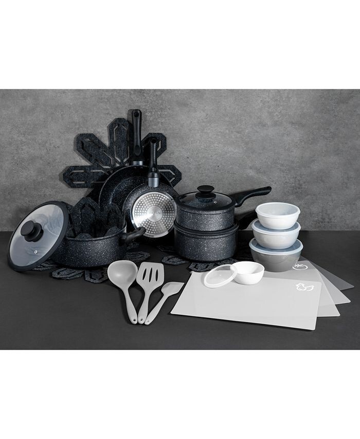 Brooklyn Steel Co. Milky Way 28-Pc. Nonstick Alum Black New in Damaged box
