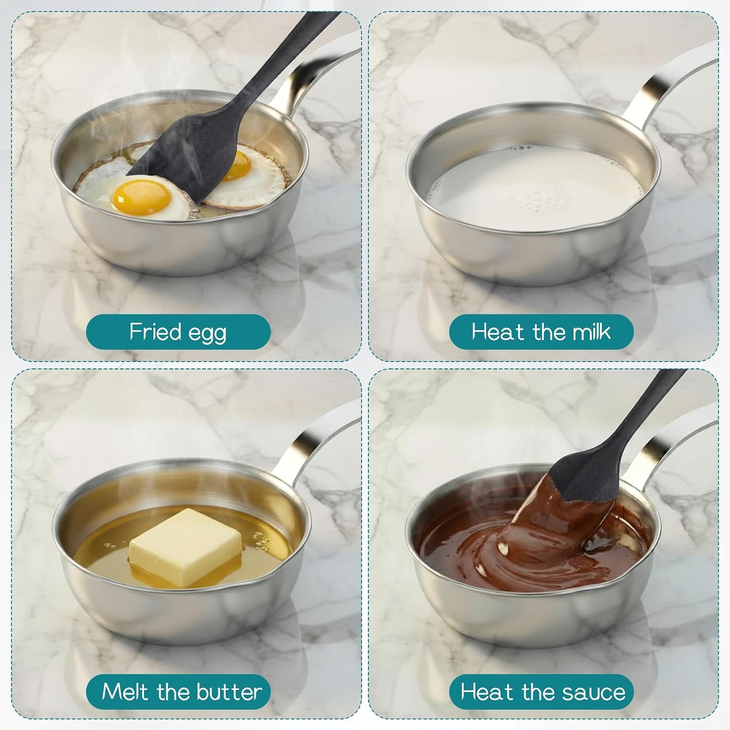 5.1-Inch Mini Egg Pan, 304 Stainless Steel Mini Sauce Pan | Omelet Frying Pans