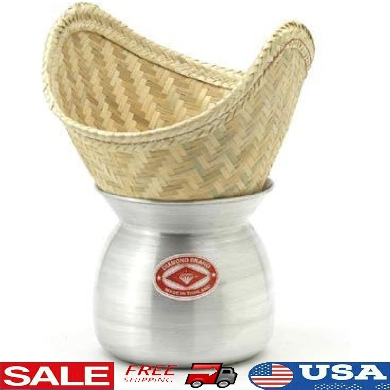 Sticky Rice Steamer Kit Bamboo Basket Aluminum Pot Vegetables Fish Cooking New