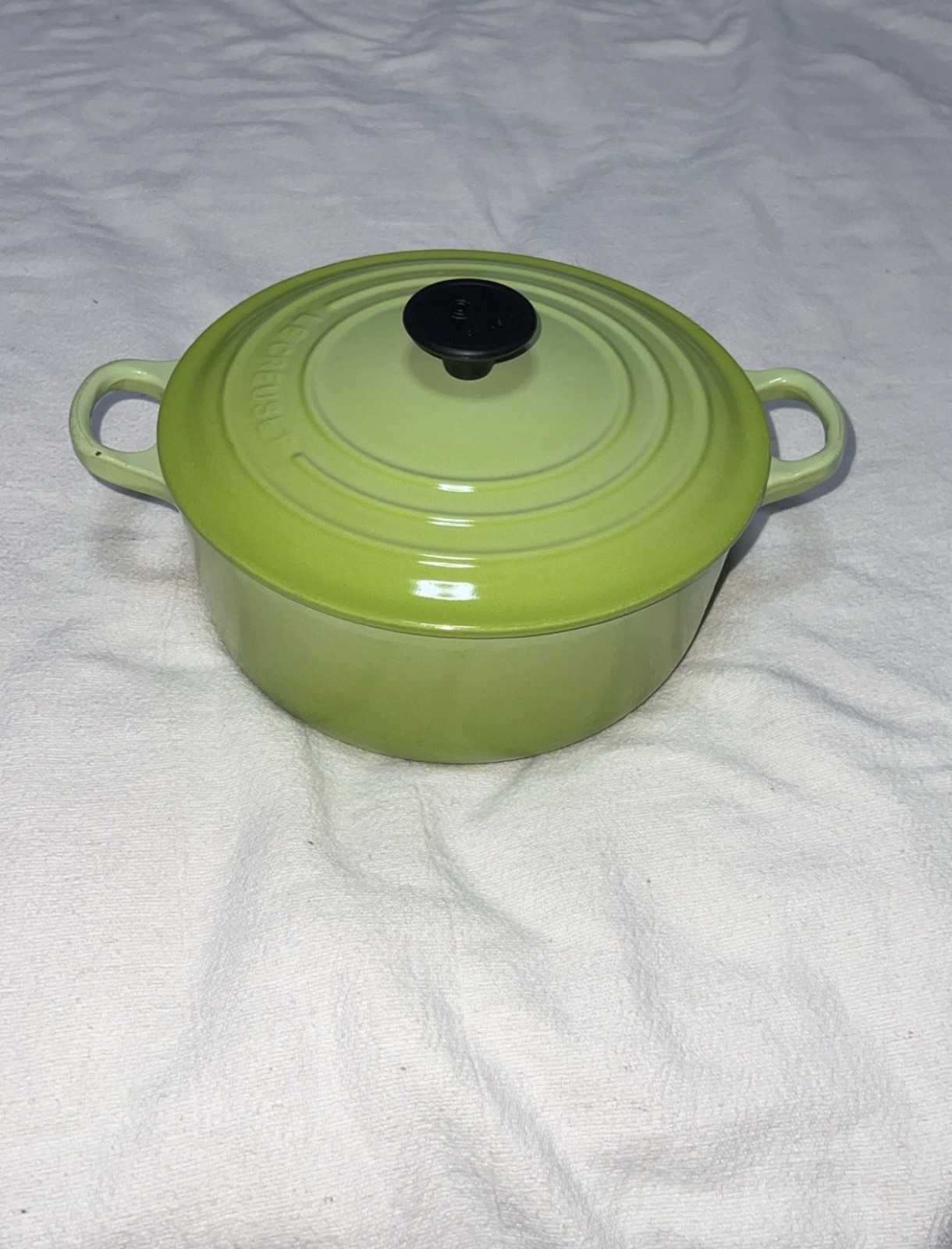 Le Creuset Cocotte Ronde 20cm 7.3/4″ 2.4L 2.3/4qt Kiwi Green Cast Iron USED