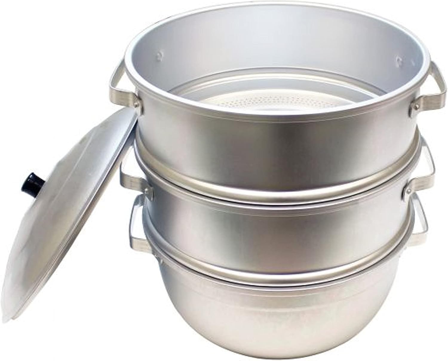 3 Tier Aluminum Steamer Pot Set 11-1/2″ x 14 1/2″ 1/8” hole size- Cooking Pot