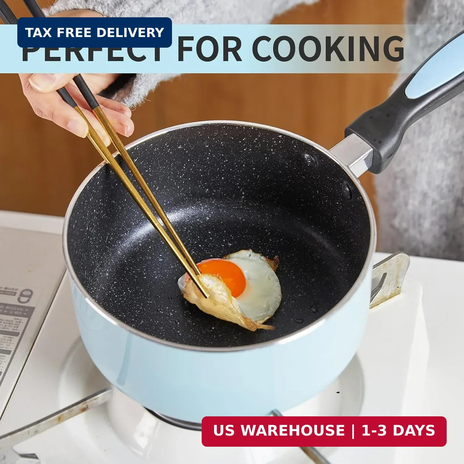 Saucepan Set Nonstick 1qt 2qt with Glass Lids Kitchen