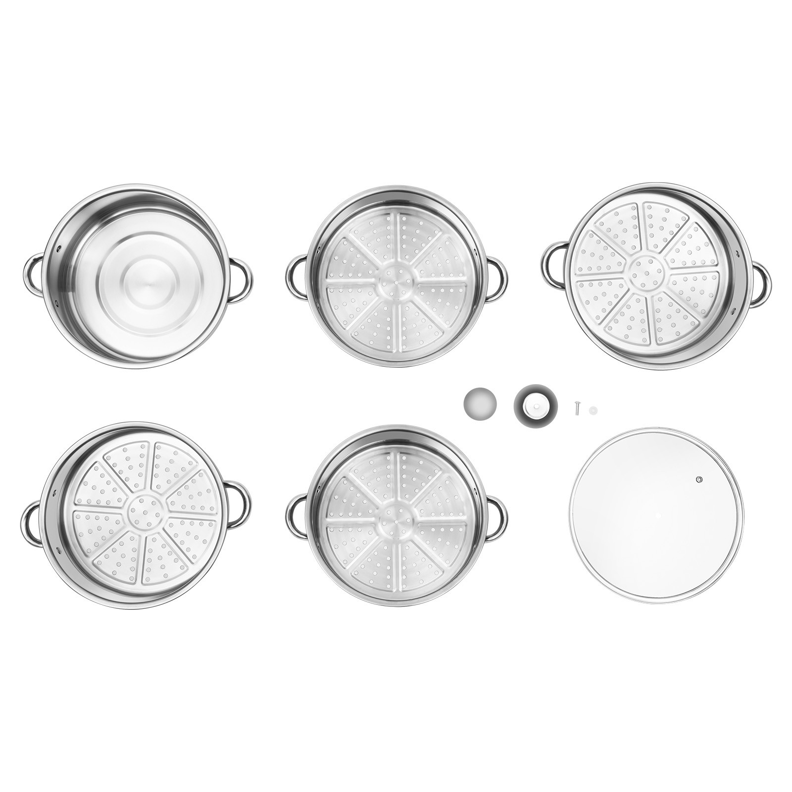 5-Tier Dumpling Steamer Stainless Steel Steamer Pot With Lid Steaming Basket