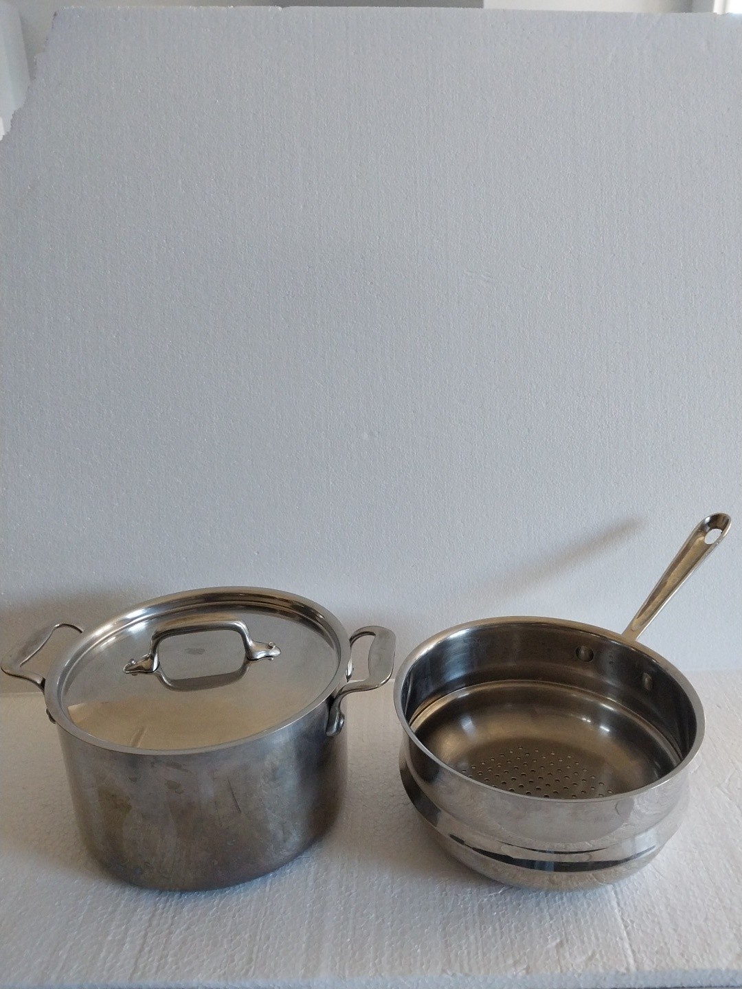 ALL-CLAD Stainless Steel 4-Qt. Pot with Steamer Strainer Insert &Lid
