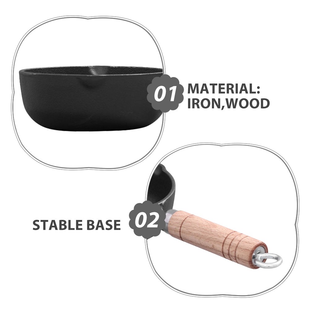 2Pcs Reusable Small Cast Iron Pots Black Mini Fry Pans for Stovetop Use