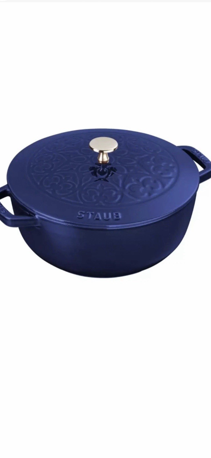 STAUB LA MARMITE FRENCH OVEN 3 3/4QT FLEUR DES ROIS DARK BLUE ( NEW OTHER )