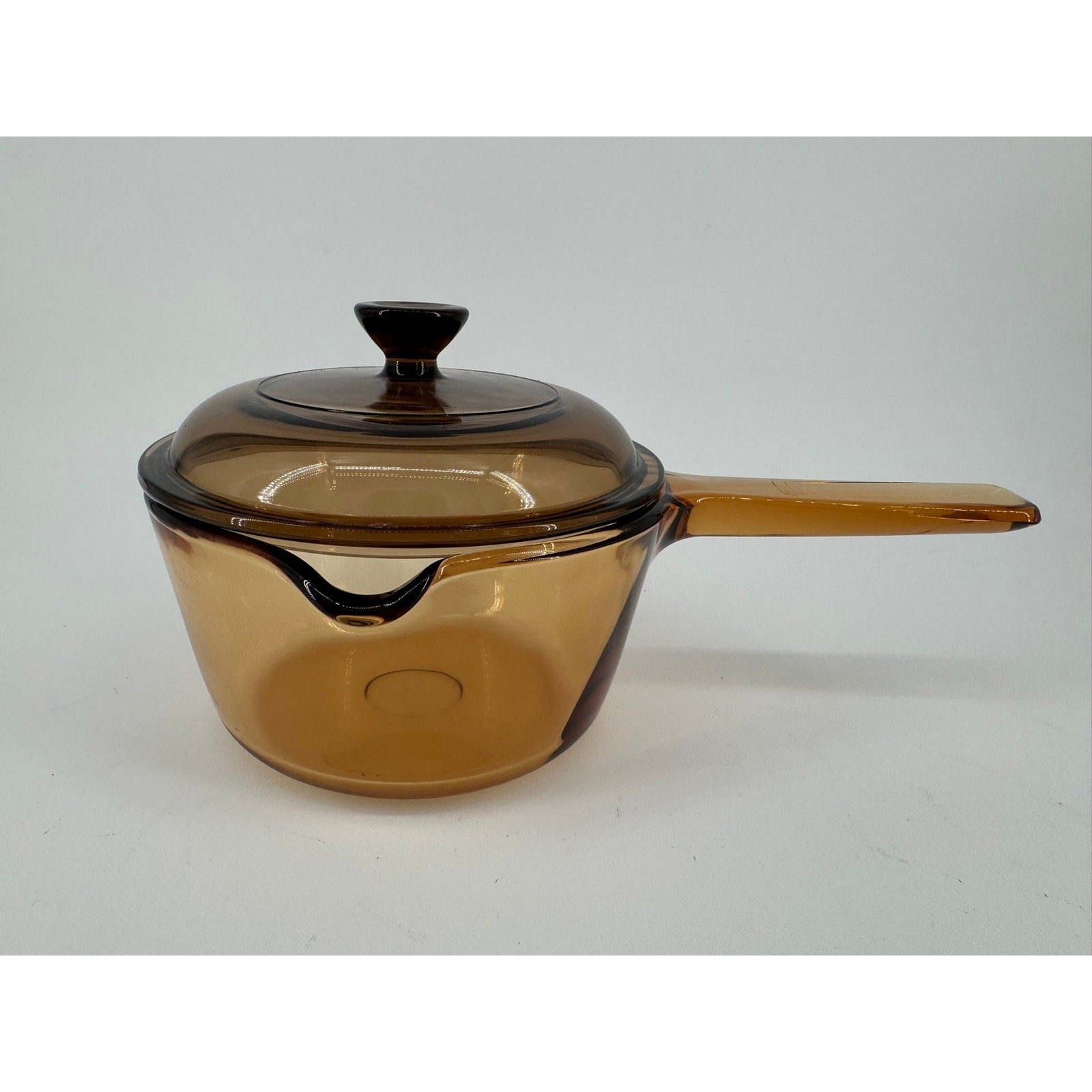 Corning Visions 1L Amber Glass Saucepan V-1-C Lid USA Vintage Pyroceram 1 Liter