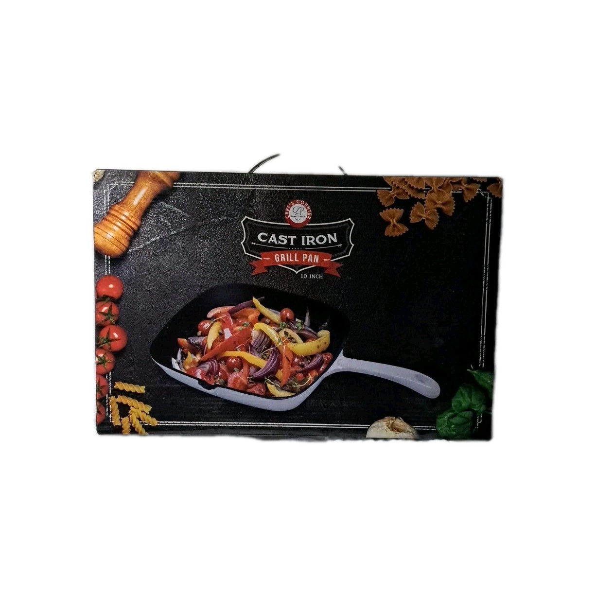 BRAND NEW Chef’s Counter Cast Iron Grill Pan 10″ Square White Enamel Coating
