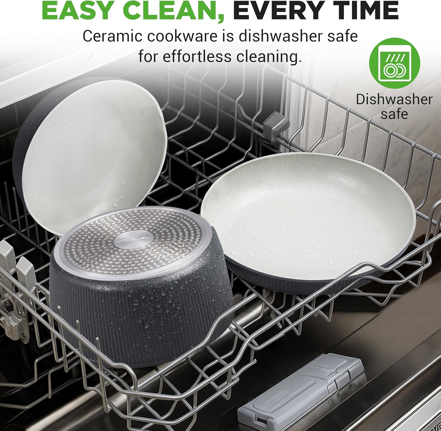 18-Piece Non-Stick Ceramic Cookware Set with Detachable Handles & Utensils