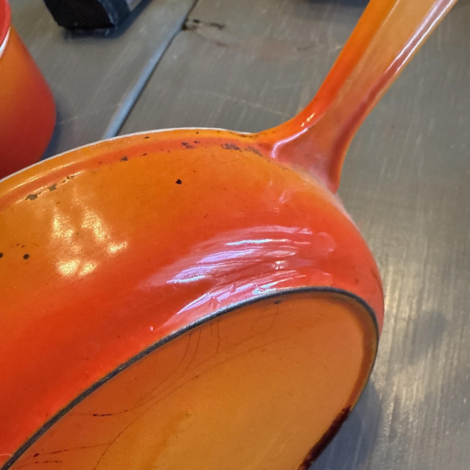 Vintage Le Creuset 6.5″ Orange Enameled Cast Iron 16 Small Fry Pan Skillet