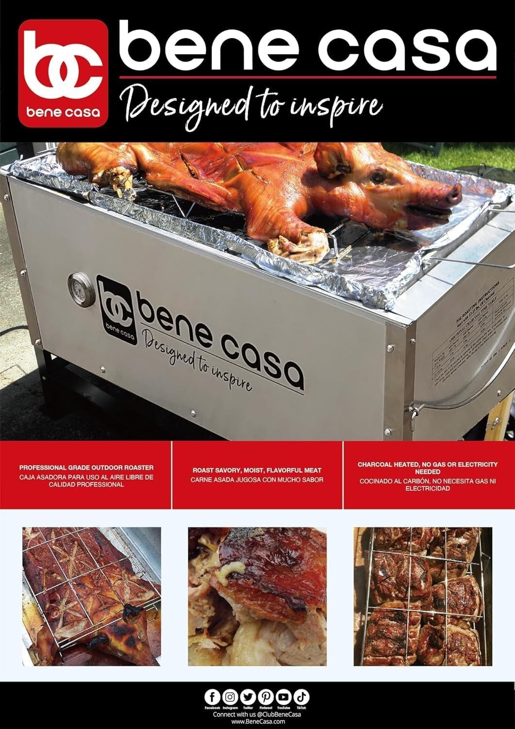 Bene Casa Black Caja Asadora Roasting Box with Window, 100lb (Steel)