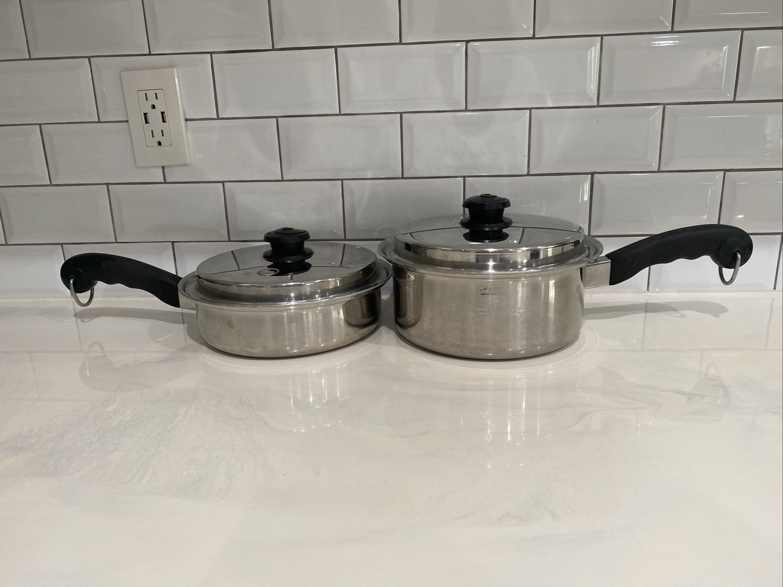 Saladmaster Cookware TP304S Stainless Steel Five Star 9”Fry/saute Pans With Lids