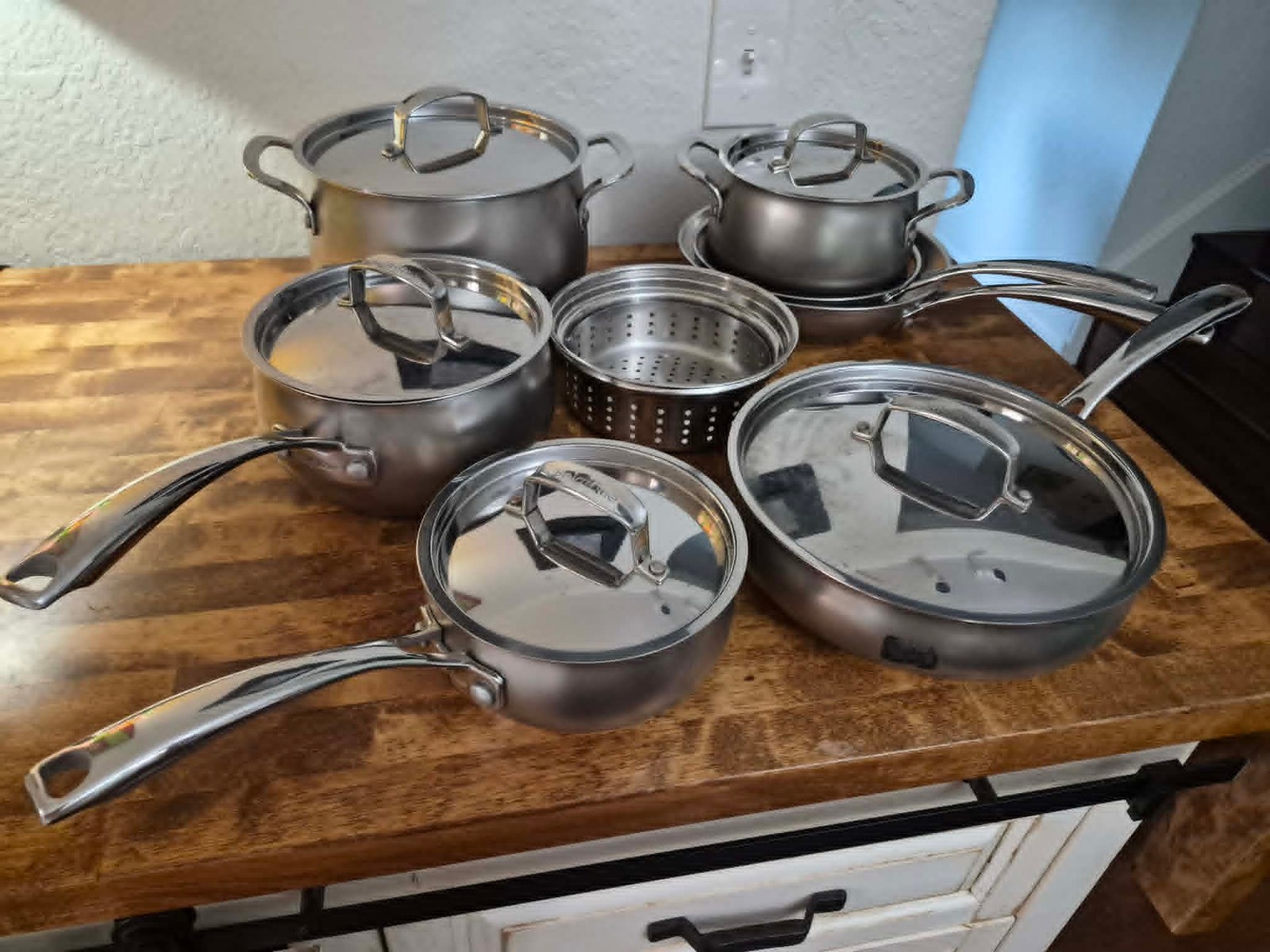 Belgique 14-Piece Stainless Steel Cookware Set 6 Qt Stock Pot Steamers Saucepans