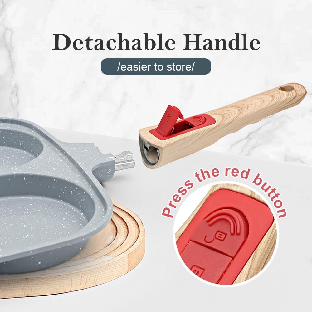 10 inch Large Egg Pan with Lid, 4-Cup Ceramic Egg Frying Pan Nonstick Omelett…
