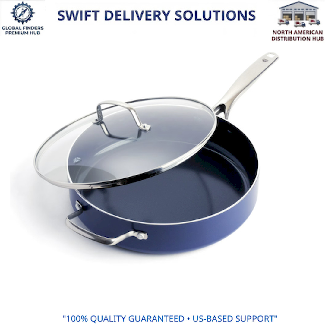 Blue Diamond 5QT Ceramic Nonstick Jumbo Sauté Pan with Lid – Toxin-Free, Dishwas