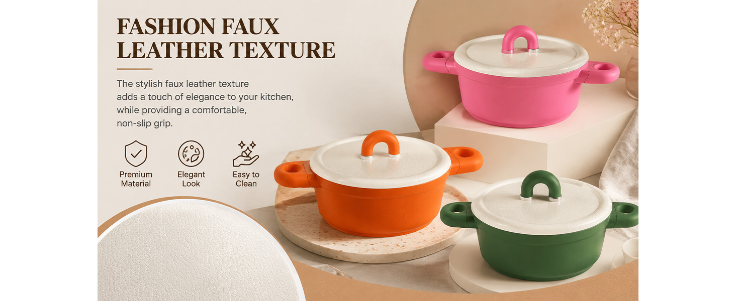 4QT Nonstick Stock Pot with Lid, Ceramic Casserole with Die-cast lid, Non-toxic