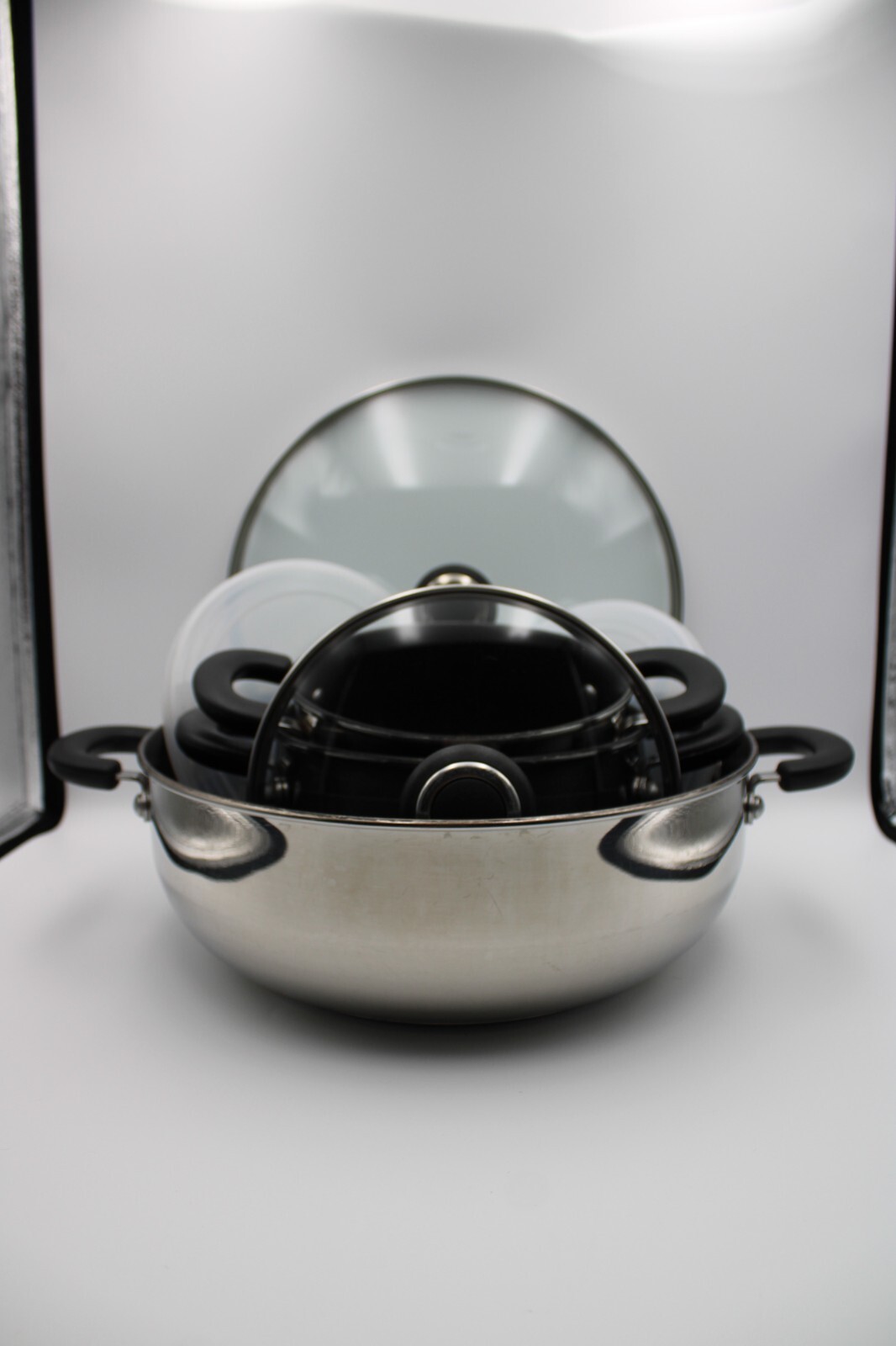 Cook Essentials 7 Pc -18/10 Non Stick Black Handles Cookware Set-2 Qt 3 Qt 12″