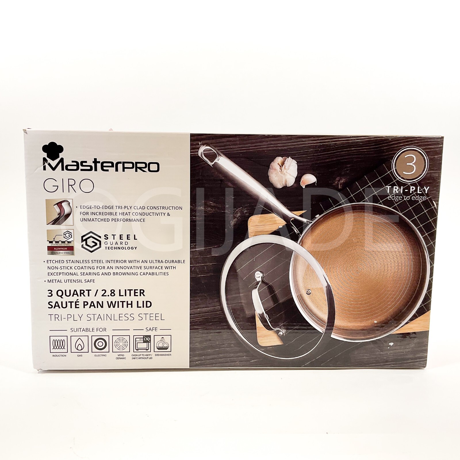 MasterPRO – Giro Collection 3-qt Non-Stick Saute Pan Tri-Ply Stainless Steel New